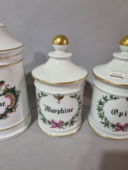 LIMOGES 
Lot de six pots à pharmacie : Aconit,...