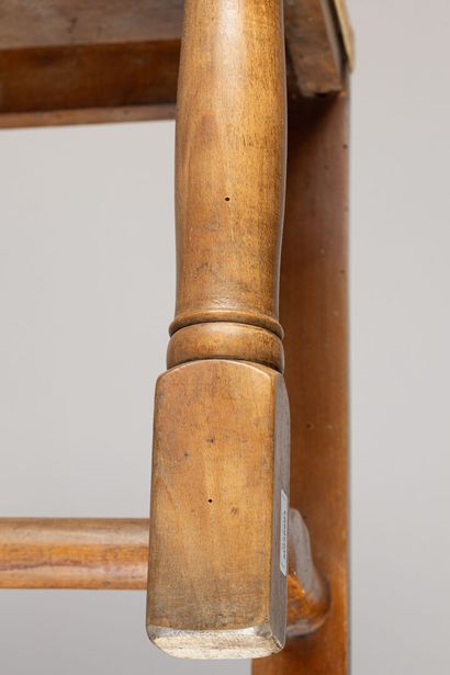 Banc en hêtre, garniture de tissu jaune 
H...