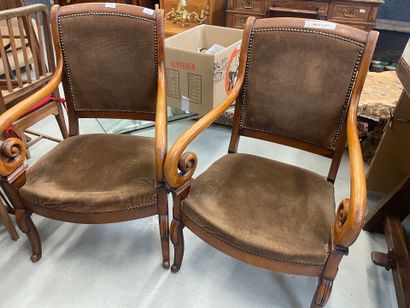 Paire de fauteuils crosse en bois naturel
Pieds...