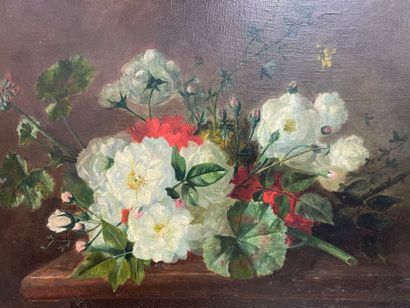 Ecole Lyonnaise du 19ème 
BOuquet de fleurs
Huile...
