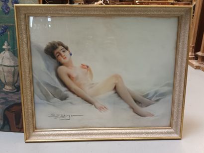 Samuel SIEBERGER,
Femme allongé,
Nu féminin,
Pastel...