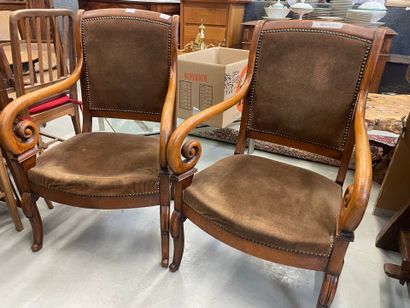 Paire de fauteuils crosse en bois naturel
Pieds...