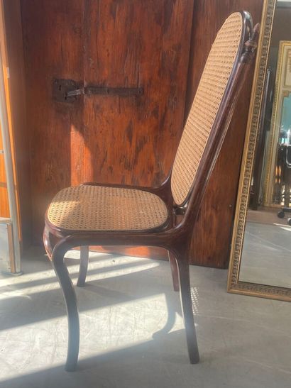 Chaise cannée en bois courbé dans le goût...