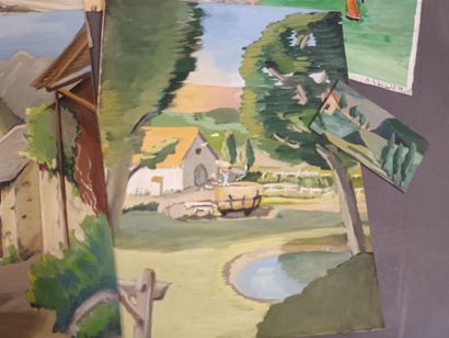 R. SOULIER (XXe),
Six paysages,
Gouaches...