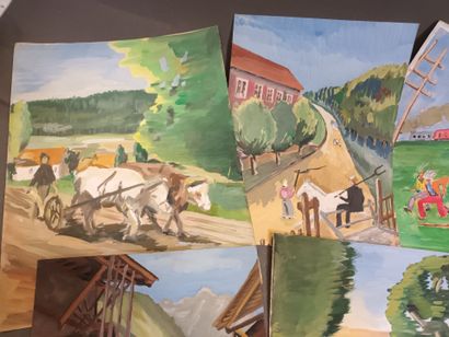 R. SOULIER (XXe),
Six paysages,
Gouaches...