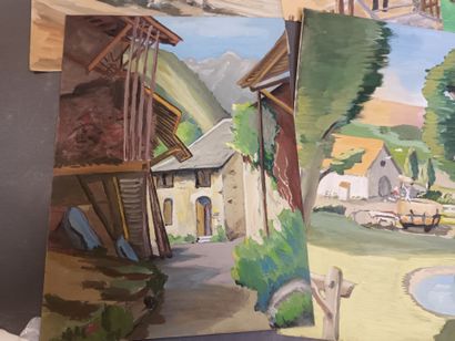 R. SOULIER (XXe),
Six paysages,
Gouaches...