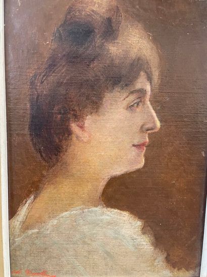 Charles DEVILLIER 
Femme de profil
Huile...
