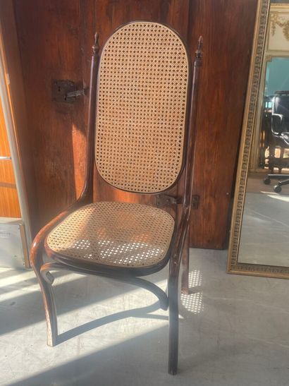 Chaise cannée en bois courbé dans le goût...