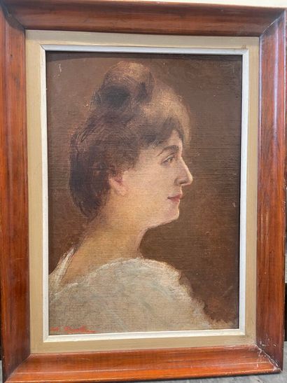 Charles DEVILLIER 
Femme de profil
Huile...