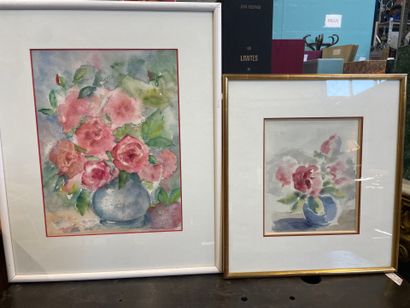 Deux aquarelles, bouquets de fleurs
35 x...