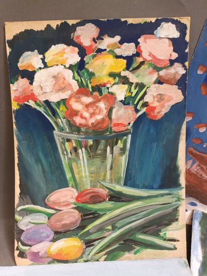 R. SOULIER (XXe),
Quatre gouaches sur papiers,...