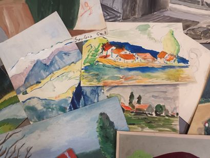 R. SOULIER (XXe),
Ensemble de gouaches sur...