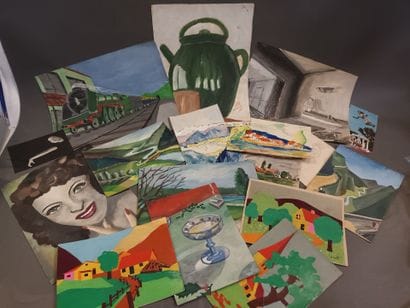R. SOULIER (XXe),
Ensemble de gouaches sur...