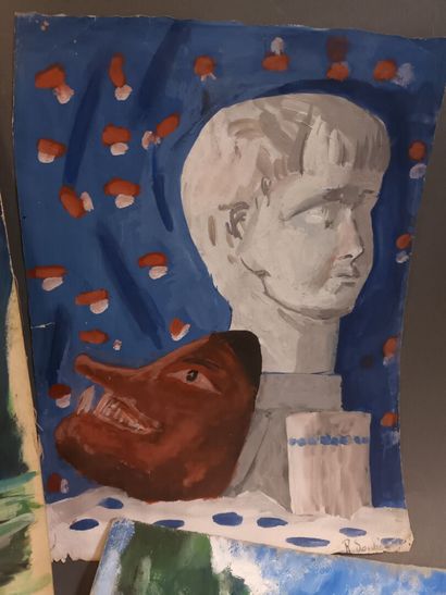 R. SOULIER (XXe),
Quatre gouaches sur papiers,...