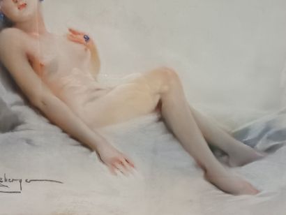 Samuel SIEBERGER,
Femme allongé,
Nu féminin,
Pastel...