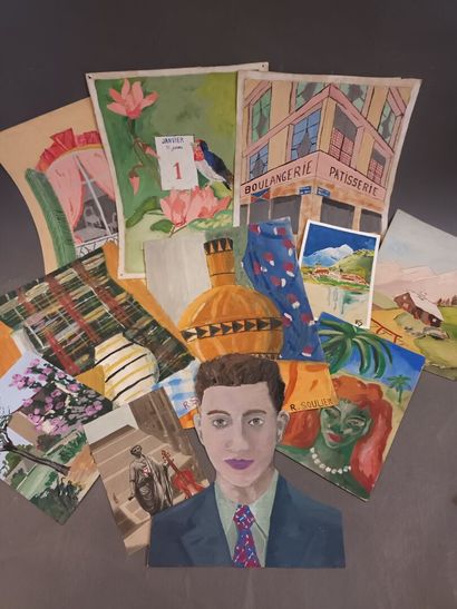 R. SOULIER (XXe),
Un ensemble de gouaches...