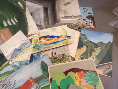 R. SOULIER (XXe),
Ensemble de gouaches sur...