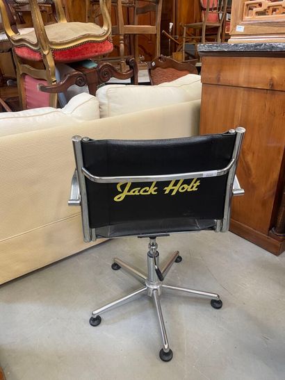 Fauteuil de coiffeur en métal chroimé et...