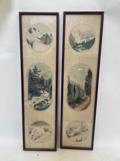 Paire de gravures de montagne
61 x 14 cm