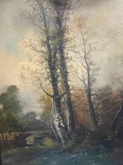 Ecole française fin 19ème
Paysage aux arbres
Huile...