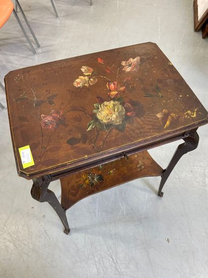 Petite table coiffeuse en bois laqué à déocr...