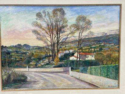 R ROQUE
Paysage de Provence
Aquarelle 
36...