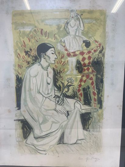 D'après Yves BRAYER 
Pierrot et arlequin
Lithoigraphie...