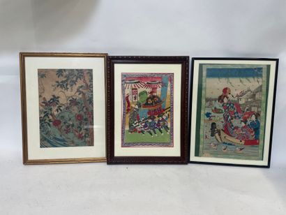 Trois estampe japonaises 
Encadrées
35 x...