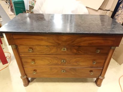 Commode Empire en bois de placage et bronze...
