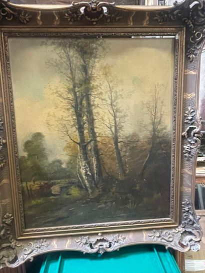 Ecole française fin 19ème
Paysage aux arbres
Huile...