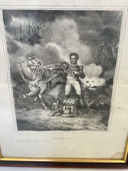Paire de lithographies Le Genéral Cambronne,...
