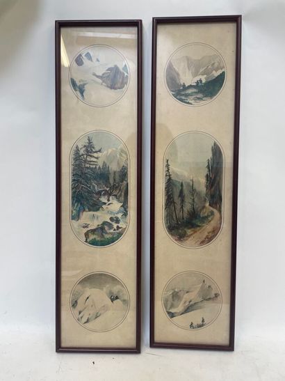 Paire de gravures de montagne
61 x 14 cm