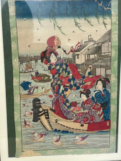 Trois estampe japonaises 
Encadrées
35 x...
