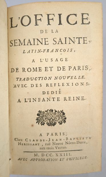 [Reliure] L'OFFICE DE LA SEMAINE SAINTE latin-françois...