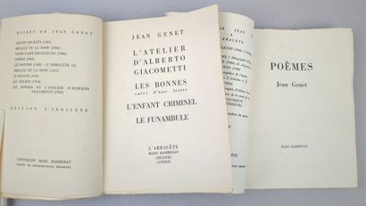 GENET (Jean). Réunion de 2 volumes in-8 brochés...