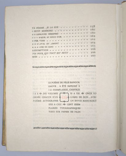 [SUARÈS (André)]. Amour. Poëme de Félix Bangor....