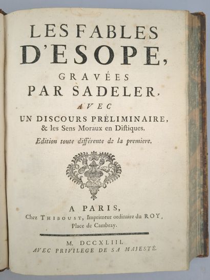 ÉSOPE. Les Fables d'Esope, gravées par Sadeler,...