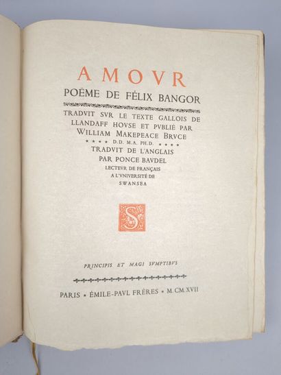 [SUARÈS (André)]. Amour. Poëme de Félix Bangor....