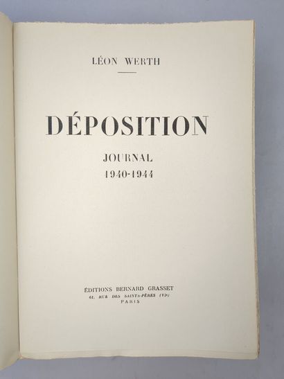 [Seconde guerre mondiale] WERTH (Léon). Déposition....