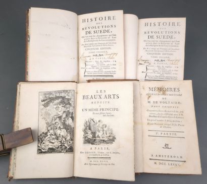 3 textes en 4 volumes in-12 reliés du XVIIIe...