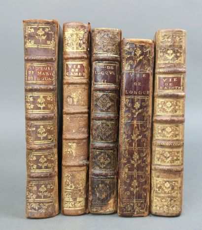 Réunion de 5 biographies reliées du XVIIIe...