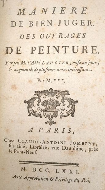 LAUGIER (Marc Antoine). Manière de bien juger...