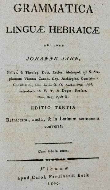 [Judaïca] JAHN (Johanne). Grammatica linguae...
