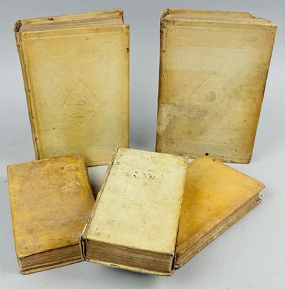 Réunion de 4 textes en 5 volumes in-12 ou...