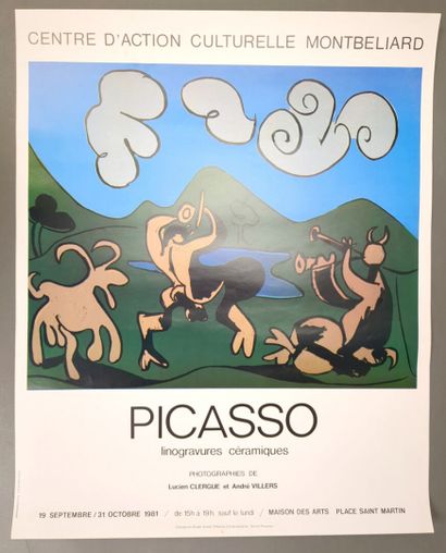 Réunion de 4 affiches d'exposition:

1/ PICASSO....