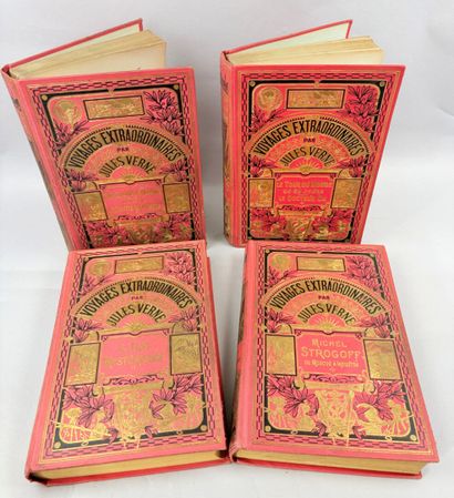 VERNE (Jules). Réunion de 4 volumes in-8...