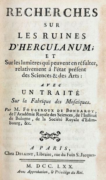 FOUGEROUX DE BONDAROY (Auguste-Denis). Recherches...