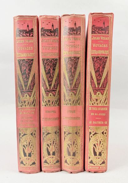 VERNE (Jules). Réunion de 4 volumes in-8...