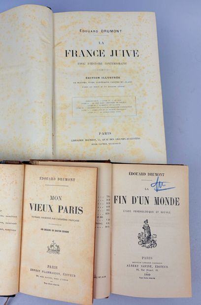 DRUMONT (Édouard). Réunion de 3 volumes reliés:

1/...