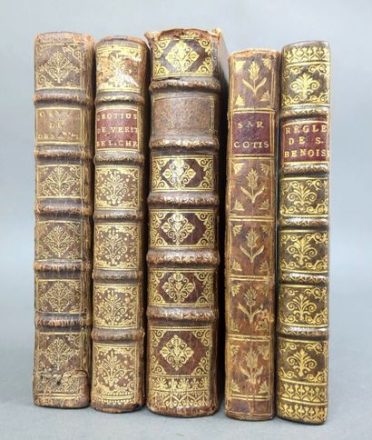 5 volumes in-12 reliés du XVIIe ou du XVIIIe...